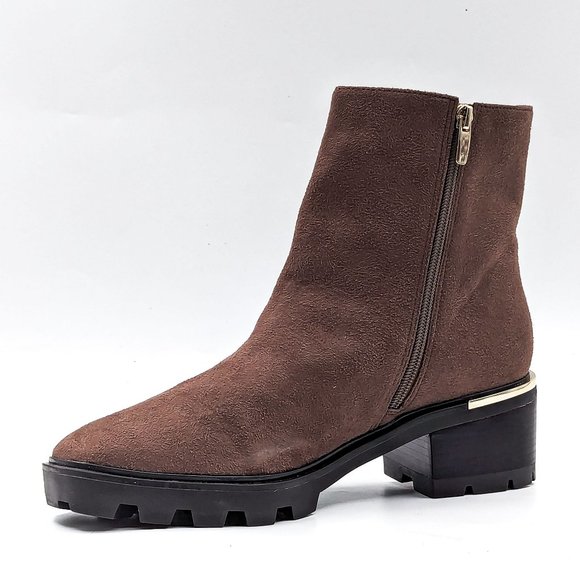 Nine West Women Ronda Brown Fabric Zip Lug Dressy Office Boots size 11 - Picture 8 of 12